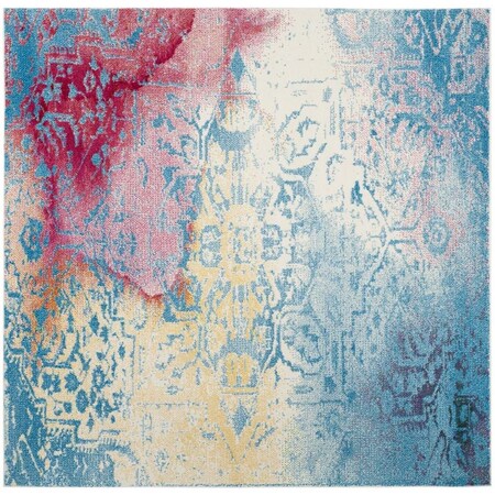 Safavieh Watercolor Power Loomed Square Area Rug Light Blue & Light Yellow - 6 ft. 7 in. x 6 ft. 7 in. WTC620G-7SQ